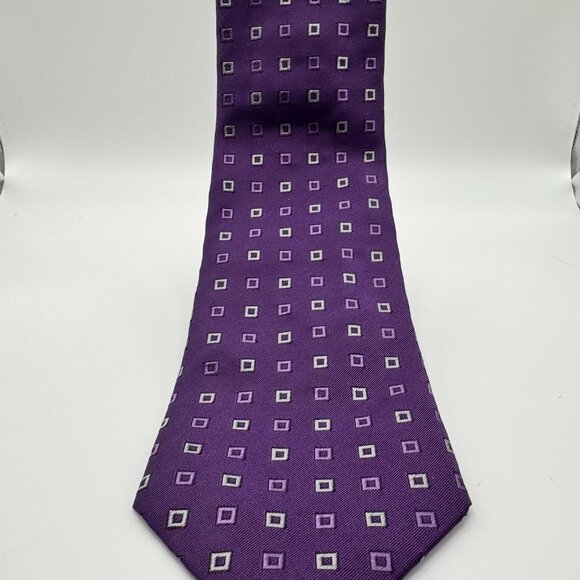 Tiffany & Co Silk Geometric Tie โ Dark Purple Vintage, Silk, Made in Italy - Picture 4 of 6